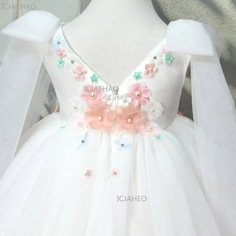 2026 elegante vestido de princesa para niñas vestido de presentador niños boda flor niña niños cumpleaños desfile fiesta vestidos formales disfraz