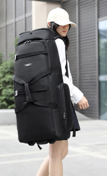 Bolsa de viaje plegable con ruedas para senderismo, Golf, aviación, bolsas de lona para acampar al aire libre, equipaje de coche, bolso móvil, mochila de entrenamiento grande