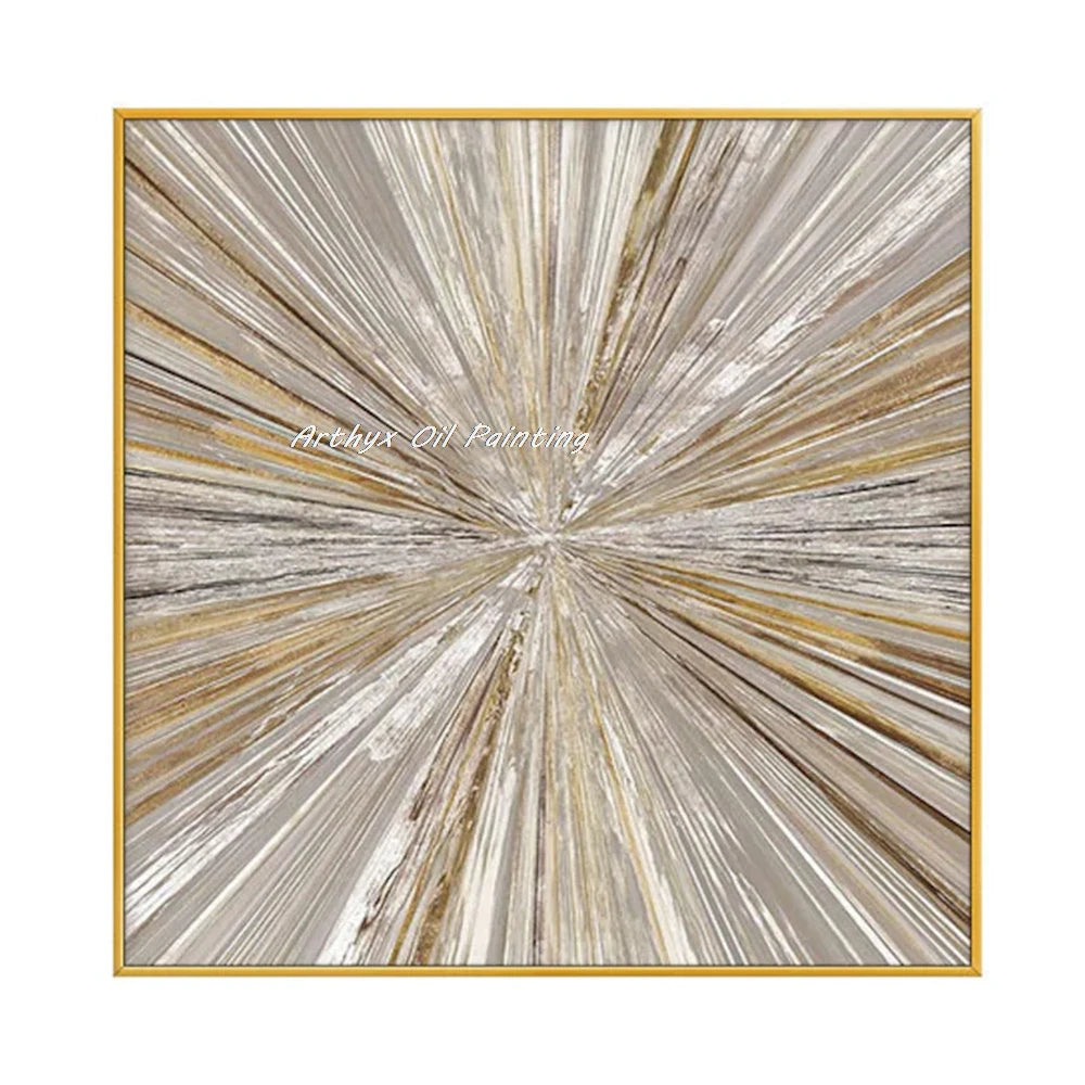 Arthyx, pintura al óleo de sol dorado texturizada abstracta pintada a mano al 100% sobre lienzo, póster de arte grande moderno, imagen de pared, decoración del hogar