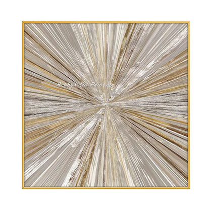 Arthyx, pintura al óleo de sol dorado texturizada abstracta pintada a mano al 100% sobre lienzo, póster de arte grande moderno, imagen de pared, decoración del hogar