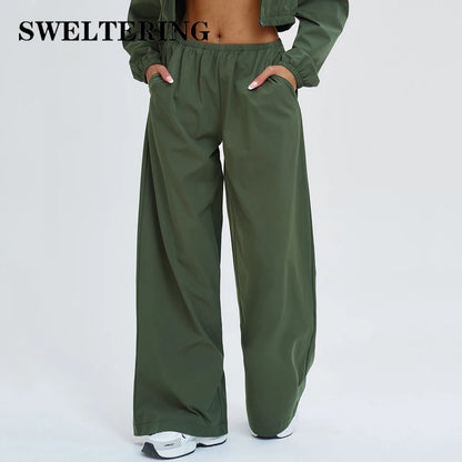 Pantalones de yoga deportivos de pierna ancha con protección solar para mujer, pantalones casuales de fitness, pantalones de gimnasio de cintura alta para mujer