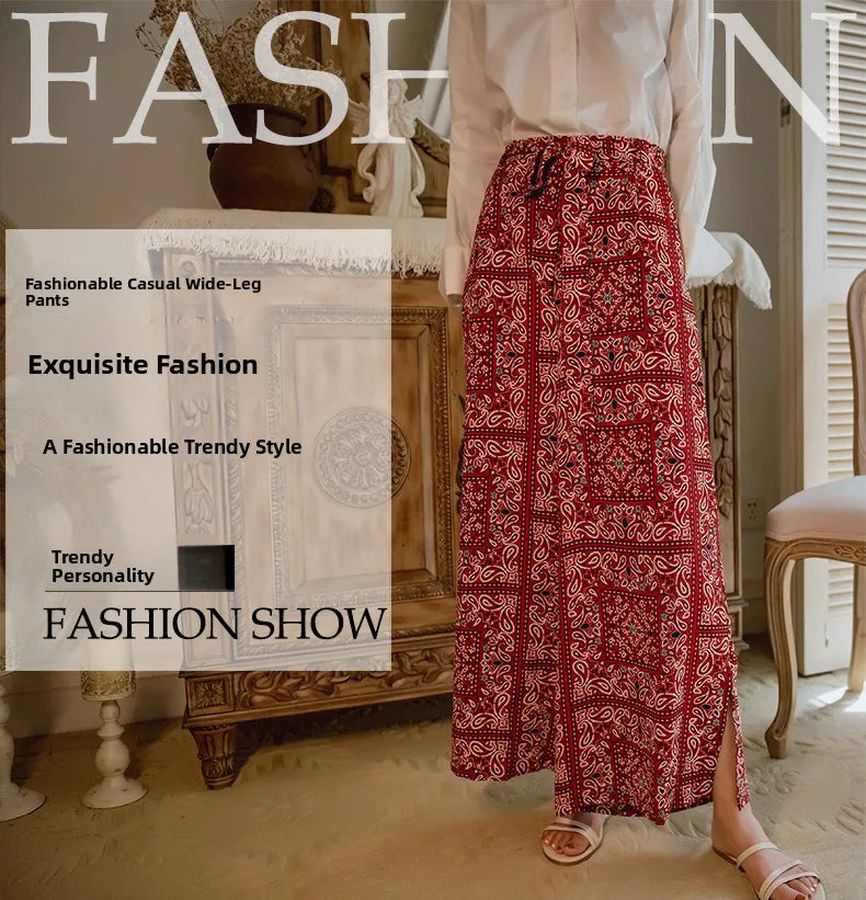 Pantalones anchos de viaje para vacaciones en la playa, ropa de vacaciones para mujer, estilo bohemio, cintura alta, material...