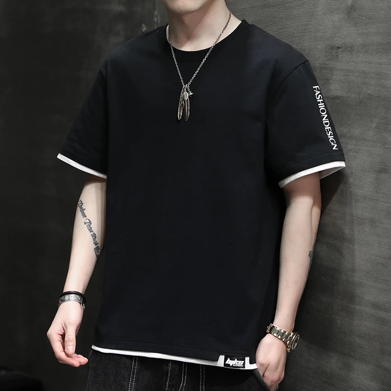 Newest Solid Color 100% Cotton Men T Shirt Hip-Hop Cotton T-shirt O-neck Summer Male Causal Tshirts Fashion Loose Tees YBRDT102