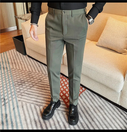 Camisas de vestir de negocios para hombres, pantalones ajustados de traje Social de oficina informal, pantalones de fiesta de boda de alta calidad, ropa de otoño e invierno