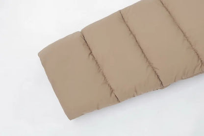 Chaqueta Larga de Algodón Grueso para Mujer, Acolchada, Ajustada, con Cintura Ajustable, Manga Larga, Cierre de Cremallera
