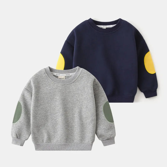 Sudadera de primavera de color liso para niñas pequeñas, cuello redondo, tops casuales para bebés y niños, jerséis holgados de manga larga para niños pequeños