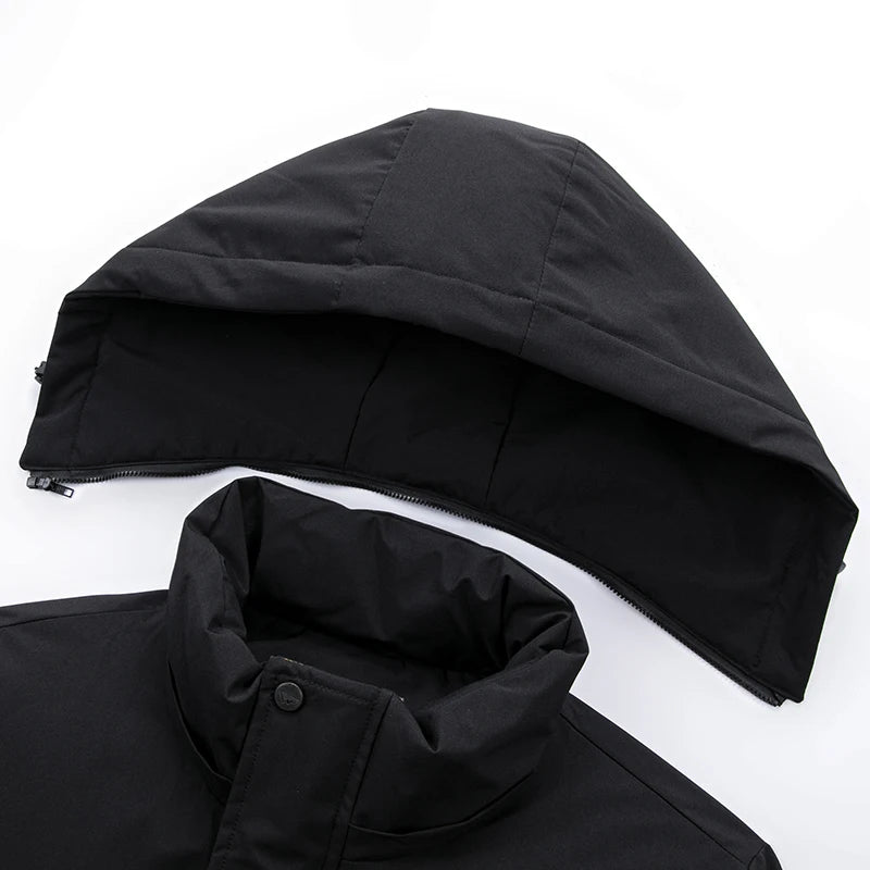 Chaqueta de algodón de mezcla de lana verde fluorescente de invierno 2025 para hombre - Chaqueta acolchada de algodón verde fluorescente (negro/rojo/caqui)
