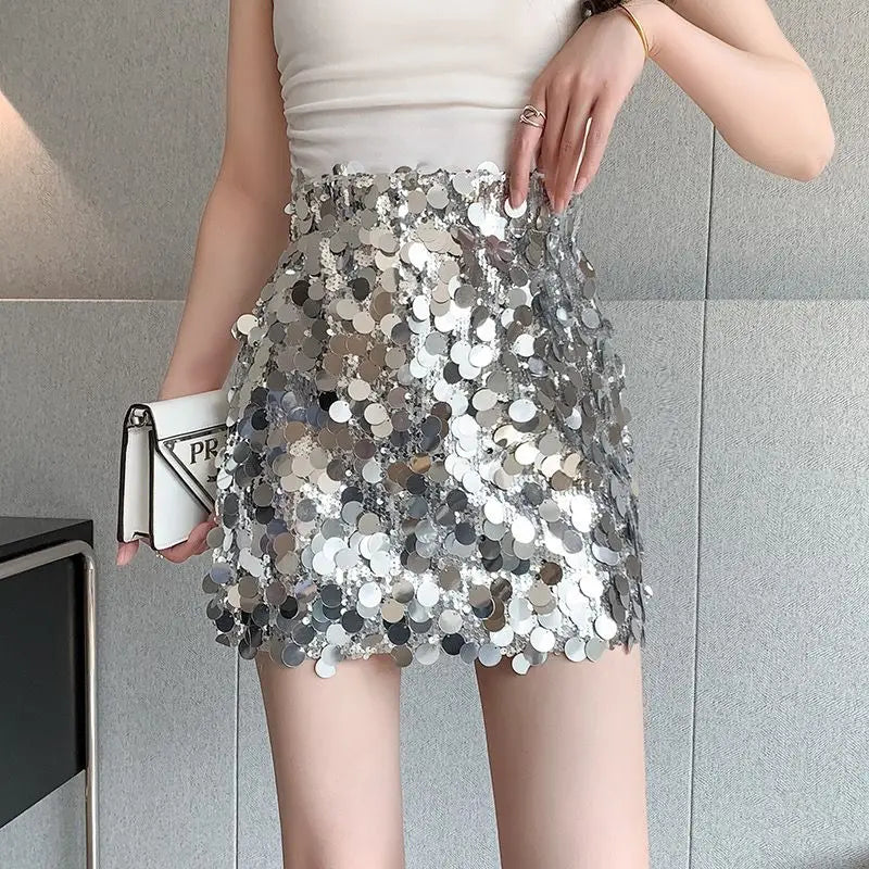 Wrap Hip Club estilo coreano Jupe Femme Y2k Sexy Faldas Mujer Moda 2026 Faldas de lentejuelas negras Mini primavera Otoño Verano