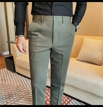 Camisas de vestir de negocios para hombres, pantalones ajustados de traje Social de oficina informal, pantalones de fiesta de boda de alta calidad, ropa de otoño e invierno