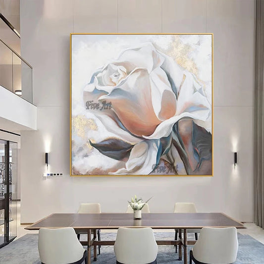 Pinturas al óleo de decoración acrílica de alta calidad, sin marco, pared de arte texturizada abstracta de flores, imagen de ilustraciones en lienzo simples