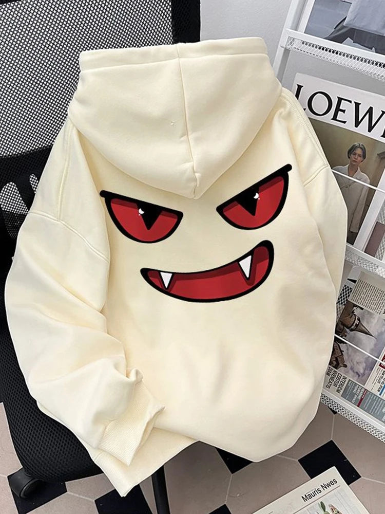 Sudaderas con capucha con estampado de Anime divertido para hombre, sudaderas con capucha de moda Retro americana de Hip Hop, ropa de calle Y2K, Sudadera con capucha de lana estampada