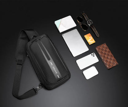 OZUKO-Bolso bandolera informal con carga USB para hombre, bandolera multifunción, bandolera antirrobo, bolso impermeable para hombre