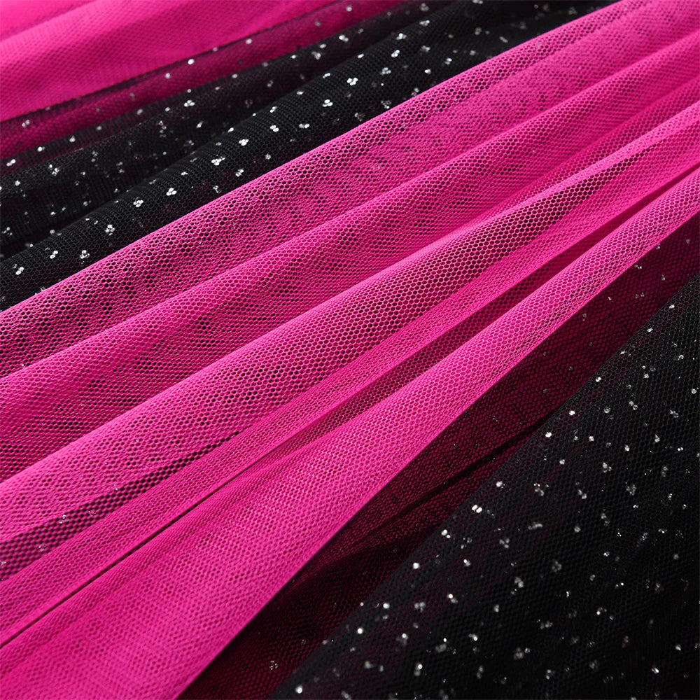 VIKITA, falda tutú con purpurina rosa y negra para niñas, faldas informales de tul en capas para fiesta y baile, faldas para uso diario, minifaldas bonitas a la moda para niñas