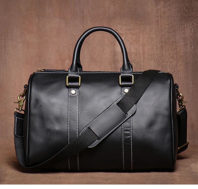 GURO-bolsos de viaje Retro de cuero de vaca para hombre y mujer, bolso de mano de cuero genuino, bolsa de Fitness de fin de semana de lujo, equipaje de viaje corto