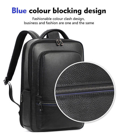 Mochila 100% de cuero de vaca Natural para ordenador portátil de 15,6 pulgadas, Mochila USB para hombre, bolso de viaje de cuero genuino, Mochila grande para niños