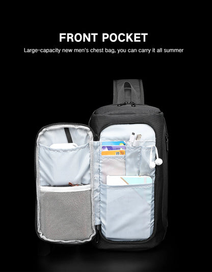 OZUKO-Bolso bandolera informal con carga USB para hombre, bandolera multifunción, bandolera antirrobo, bolso impermeable para hombre