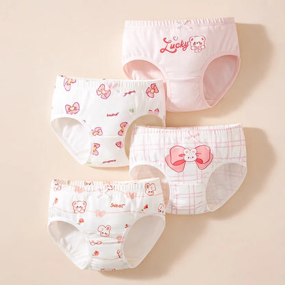 4 unids/lote de ropa interior para niñas, bragas bonitas de dibujos animados para niñas, calzoncillos transpirables de algodón para niños pequeños de 1 a 14 años