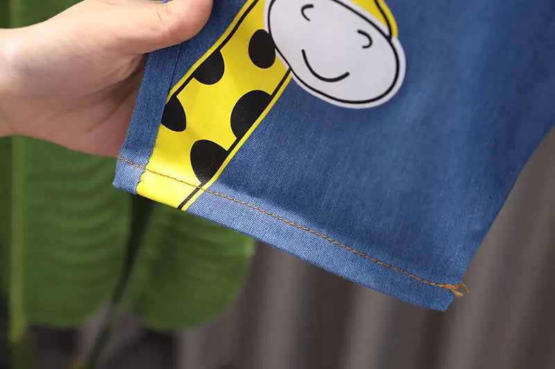 Ropa de verano para niños, camiseta de dibujos animados, pantalones cortos, 2 unids/set, trajes deportivos de ocio para niños pequeños, chándales de algodón para bebés de 0 a 5 años