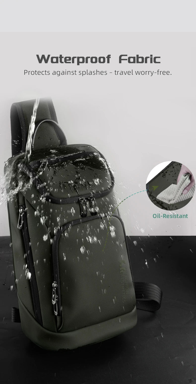 Bolso de hombro multifunción HK para hombre, bolso cruzado impermeable, apto para iPad de 11 pulgadas, bolso bandolera ligero para viajes al aire libre