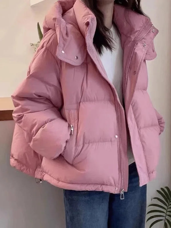 High Quality Thickened Hooded down Cotton Jacket for Autumn Winter Short Stylish Versatile Small Size Teenage Girl Coat