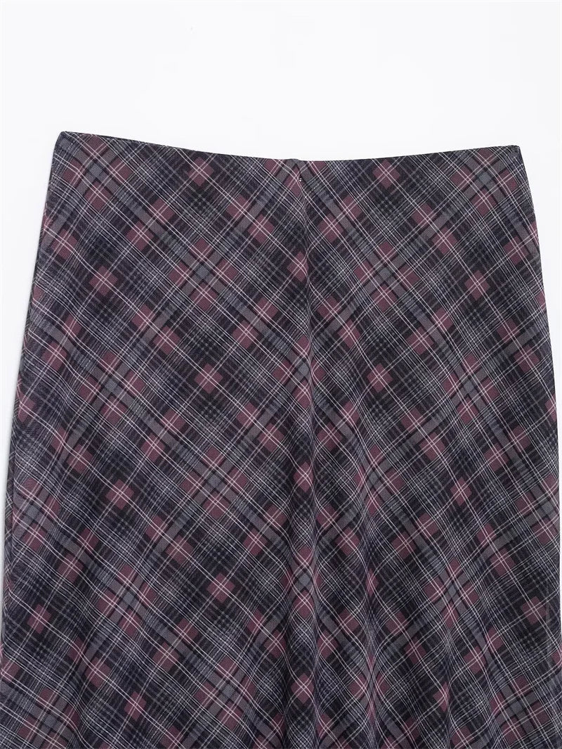 Falda Midi de Tul a Cuadros Estilo Británico BANA, Falda Ajustada de Cintura Alta para Mujer, Primavera Verano, Estilo OL, Fa...