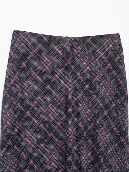 Falda Midi de Tul a Cuadros Estilo Británico BANA, Falda Ajustada de Cintura Alta para Mujer, Primavera Verano, Estilo OL, Fa...
