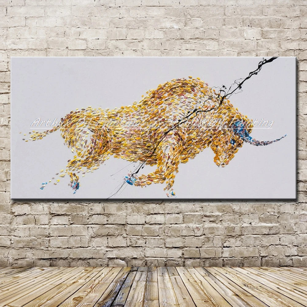 Arthyx, pintura al óleo de toro abstracta con textura acrílica sobre lienzo, imágenes artísticas modernas hechas a mano para decoración del hogar y sala de estar + paquete Switch in Art completo