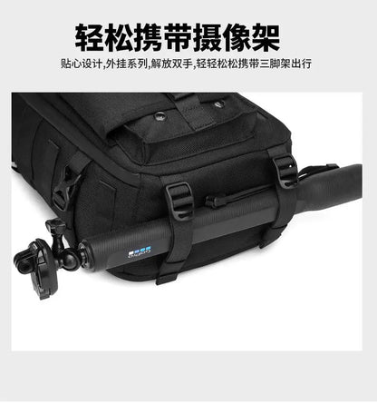OZUKO-Bolso cruzado de hombro para hombre, bolsa de pecho, impermeable, táctico, cintura, bandolera, cremallera, moda, deportes al aire libre, negro