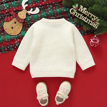Suéteres de Navidad para bebé, ropa de invierno con cuello redondo, manga larga, jerséis tejidos para recién nacidos, jerséis para niños y niñas, prendas de punto infantiles de 1 a 3 años