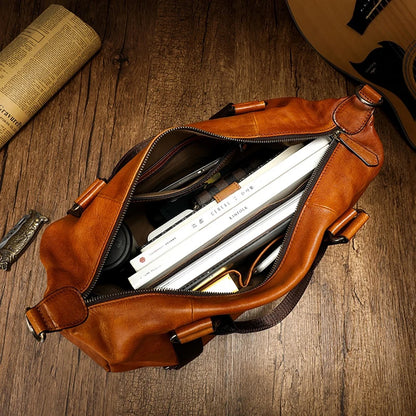 Bolso de viaje para hombre, bolso de equipaje de cuero genuino para hombre, mochila de viaje Vintage, bolsos grandes de cuero de vaca duradero para fin de semana para hombre # Co