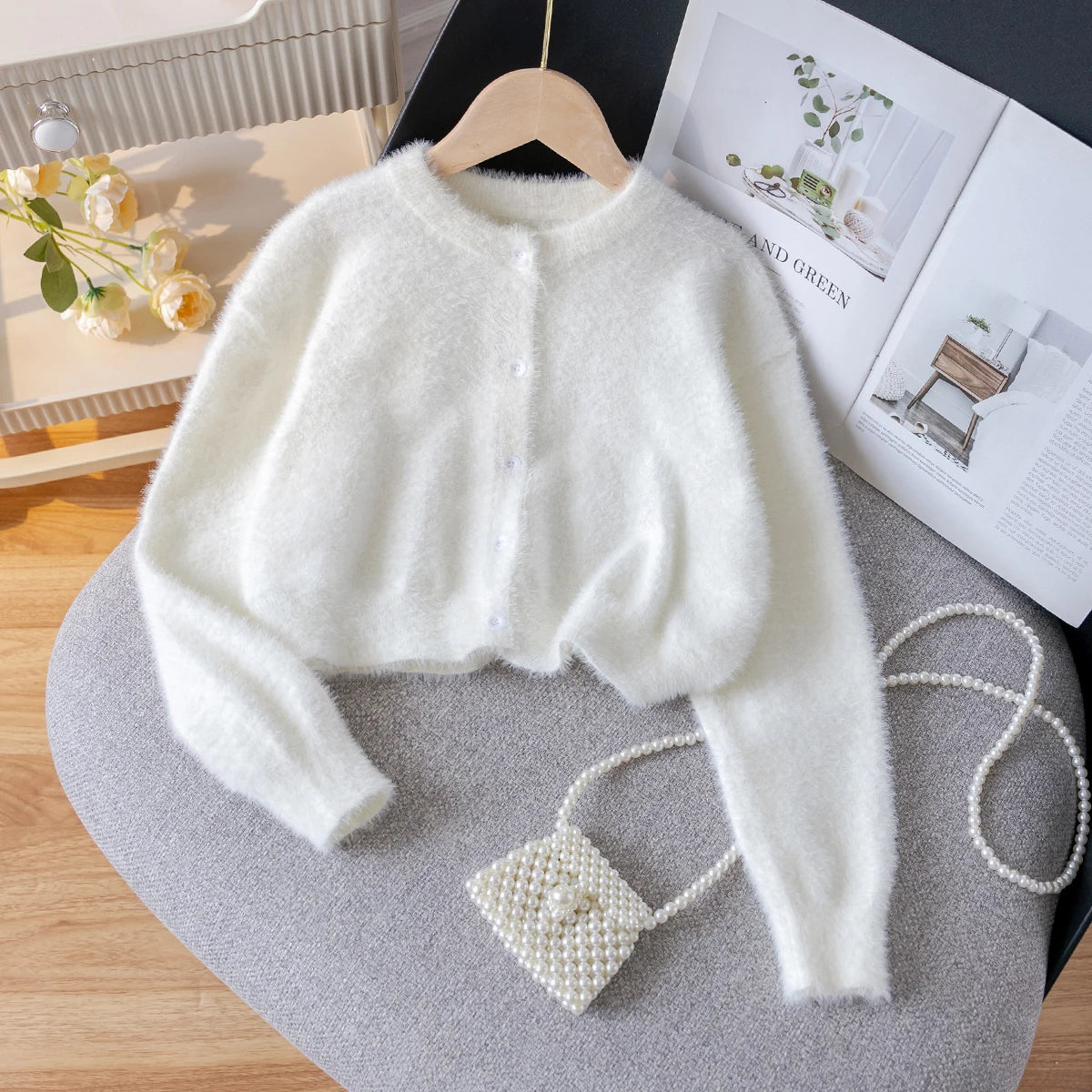 Elegante suéter y cárdigan de color liso para niñas, niñas y adultos, adecuado para vacaciones informales en primavera, otoño e invierno.