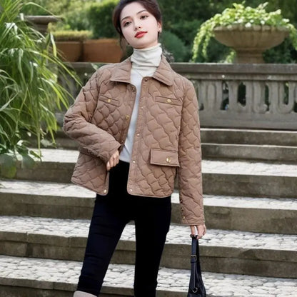 Chaqueta Corta Ligera de Algodón para Mujer, Talla Pequeña, Acolchada, para Invierno, con Cierre de Cremallera, Estilo Moderno