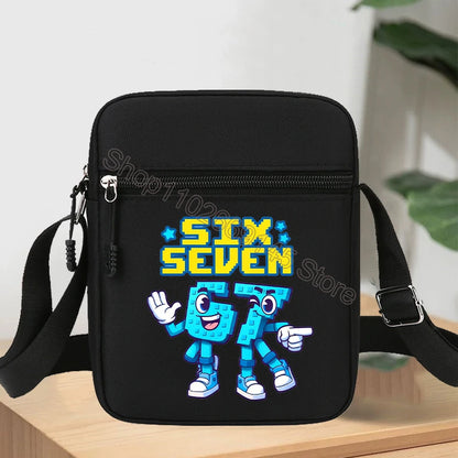67 seis siete bolsos de hombro robalo un Brainrot personaje de dibujos animados impreso bolsos cruzados niños bolso bolsa de almacenamiento regalos de navidad