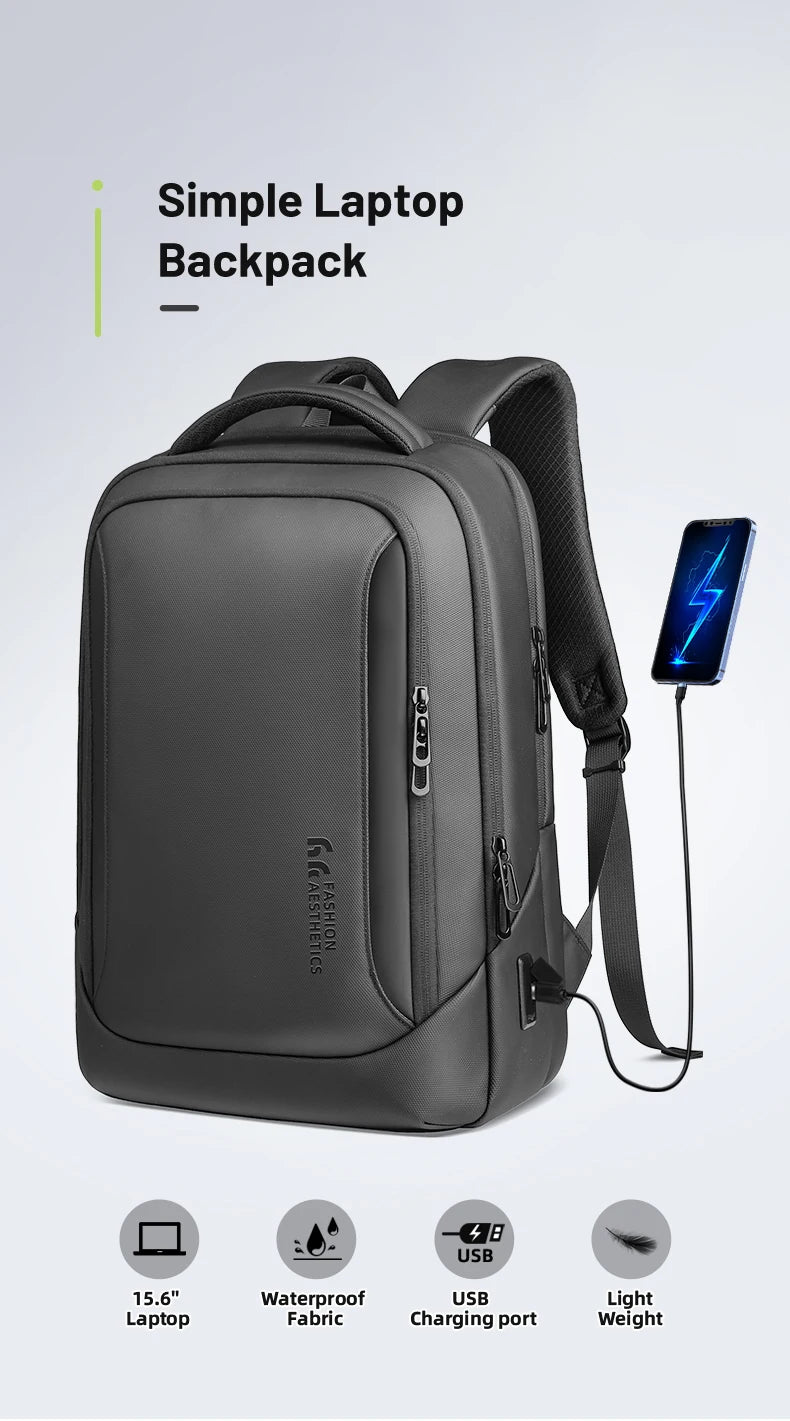 HK-Bolso para ordenador portátil de diseño para hombre, mochilas escolares impermeables para niños universitarios, mochila de viaje deportiva de negocios para hombre con carga USB