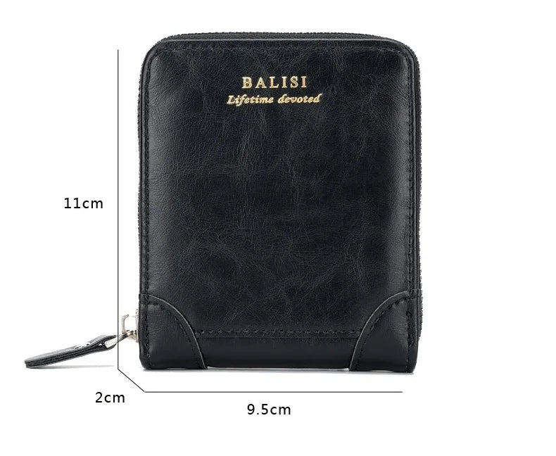 Nueva cartera de moda para hombre, monedero de cuero PU con cremallera, billeteras cortas de estilo Retro para hombre, tarjeteros, almacenamiento de monedas, monedero