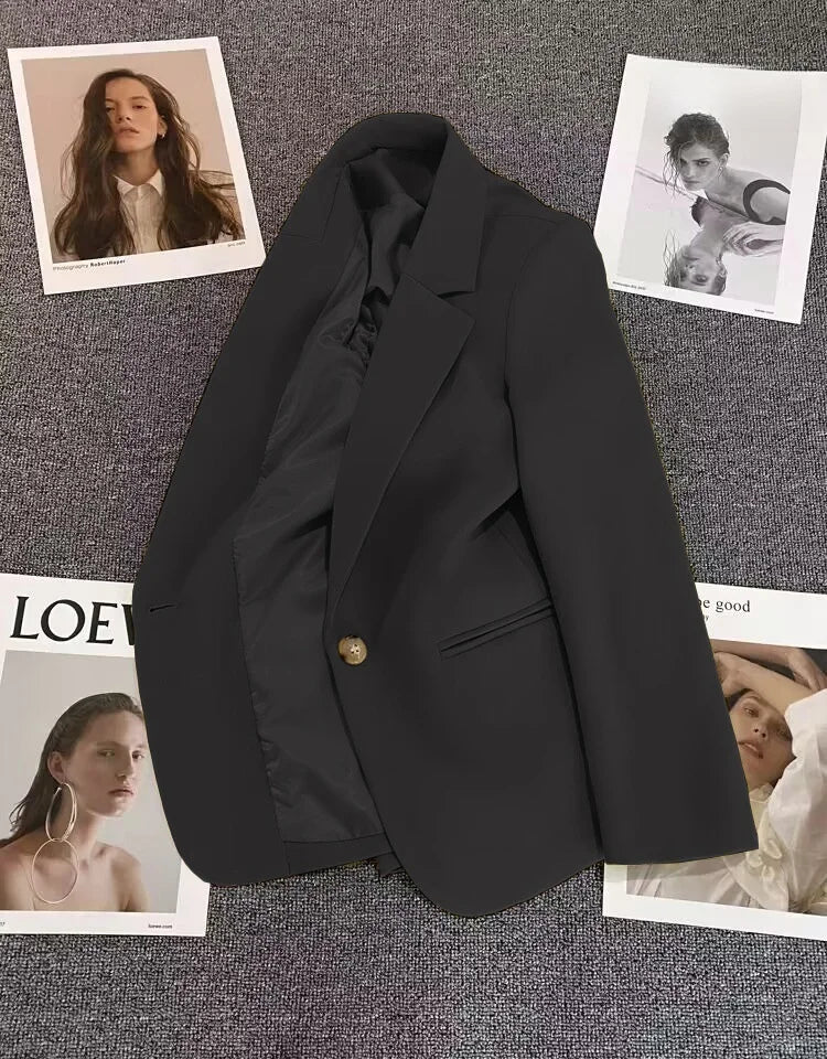Green Suit Jacket Women's Fashionable Versatile Spring Autumn Polyester Commute Style Regular Thickness Online Exclusive