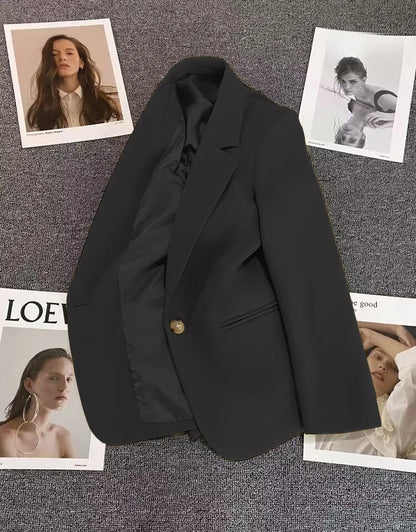 Green Suit Jacket Women's Fashionable Versatile Spring Autumn Polyester Commute Style Regular Thickness Online Exclusive