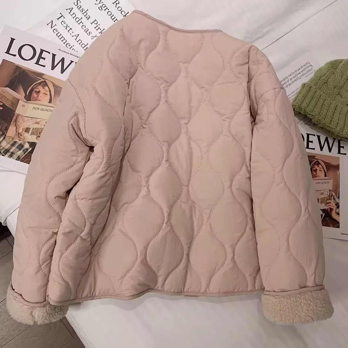 Chaqueta de algodón gruesa con forro de piel de cordero para mujer, ropa de abrigo para primavera y otoño, estilo informal, c...