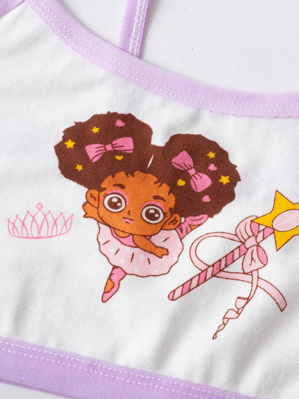 4 piezas de sujetadores de entrenamiento para niñas, ropa interior para niñas, chalecos pequeños, cómodos, sencillos y modernos, con estampado de dibujos animados, colorido.