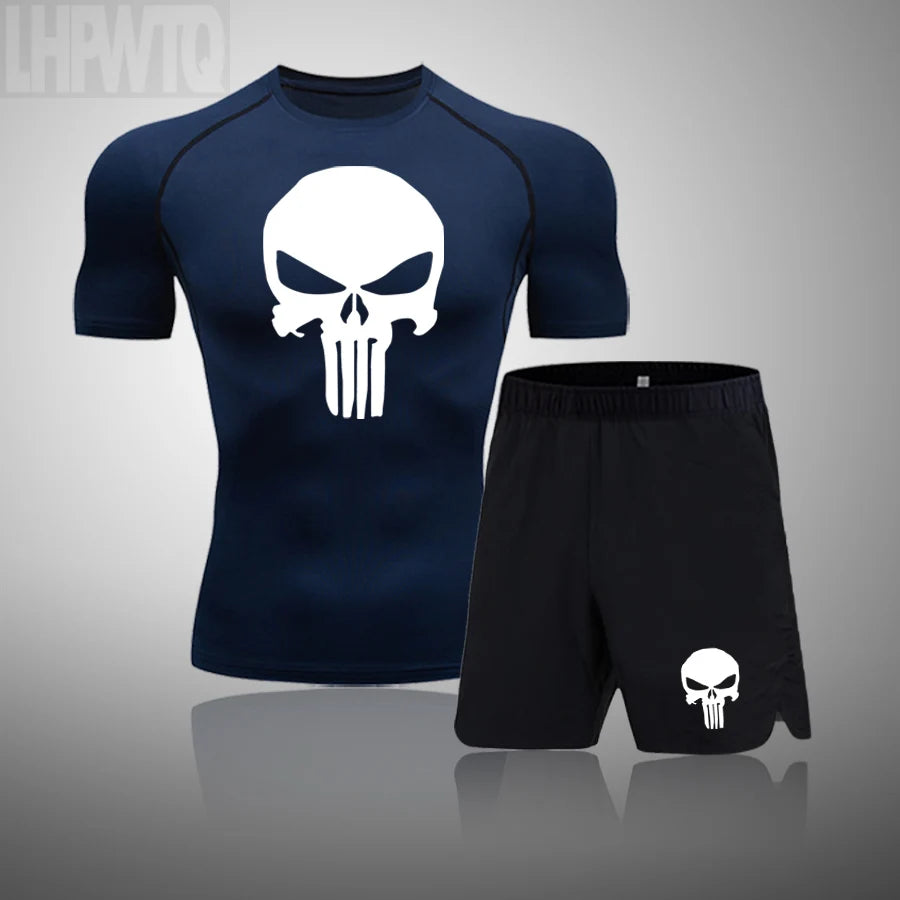 Camiseta deportiva de compresión para hombre, camiseta de entrenamiento físico de secado rápido MMA, ropa deportiva masculina para correr y correr