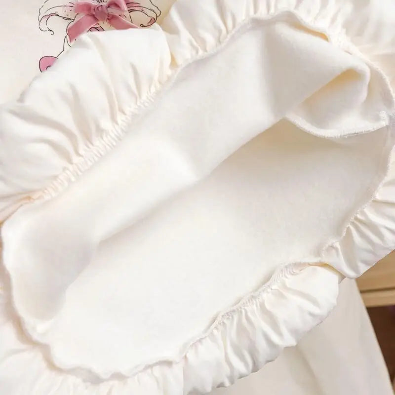 Sanrio Hello Kitty 2025 Otoño Invierno nuevas niñas estampado de gato polar cálido Top con lazo decoración 3D vestido con capucha para niños lindo