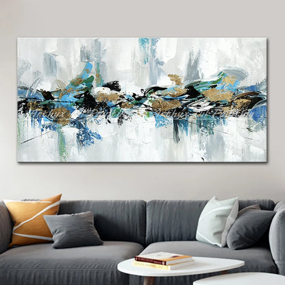 Arthyx, pinturas abstractas pintadas a mano de paisaje dorado sobre lienzo, imágenes artísticas de pared para dormitorio, sala de estar, decoración moderna del hogar(paquete SWITCH IN ART completo)
