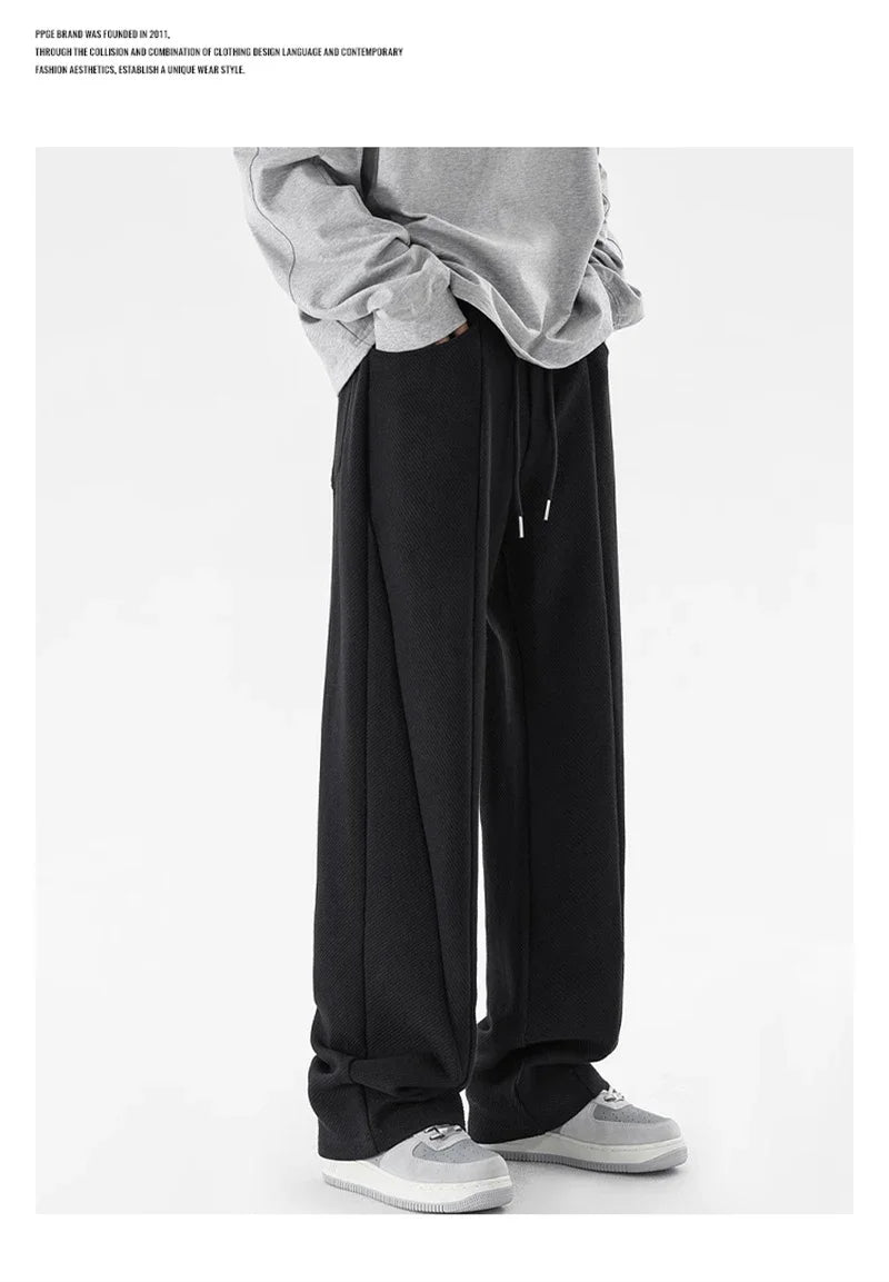 Pantalones Deportivos Grises de Pierna Recta Estilo Hip Hop 2026 para Hombre, Pantalones Holgados de Moda Coreana de Primavera, Estilo Y2K, Casuales