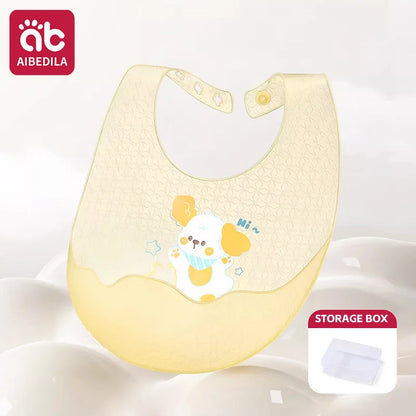 Babero de Silicona AIBEDILA, Impermeable, Ajustable, de Grado Alimenticio, con Diseño de Dibujos Animados, Paño de Regurgitación para Bebés, Niños y Niñas