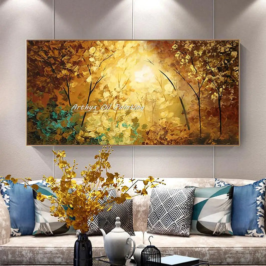 Arthyx, póster de arte abstracto, pinturas al óleo de paisaje de árbol con cuchillo de paleta hechas a mano sobre lienzo, imagen de pared moderna para decoración del hogar y la habitación + paquete Switch In Art completo