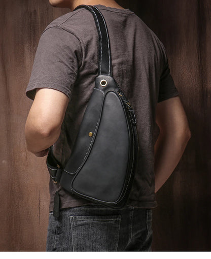 Guro-bolso de pecho de viaje de cuero genuino de alta calidad para hombre, satchel de lujo, cruzado de tendencia Vintage, bolsos de tirantes para deportes al aire libre de fin de semana
