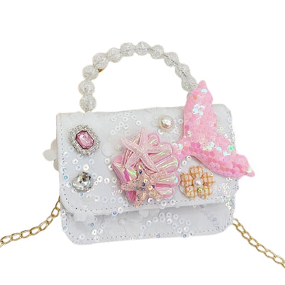 Bolso de Mano con Perlas para Niñas, Mini Bolso Bandolera, Estilo Moderno, para Regalo de Cumpleaños, Ligero, de Cuero PU