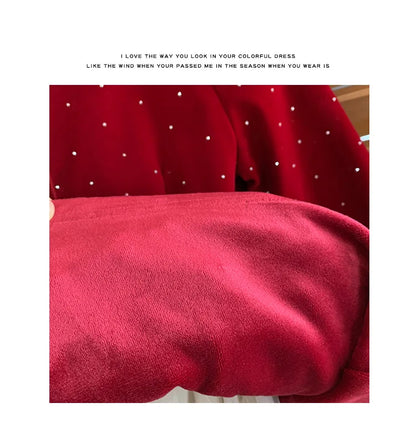 Vestido de Terciopelo Brillante para Niñas, Edición Primavera Otoño Invierno 2026, Vestido de Princesa con Cuello de Perlas