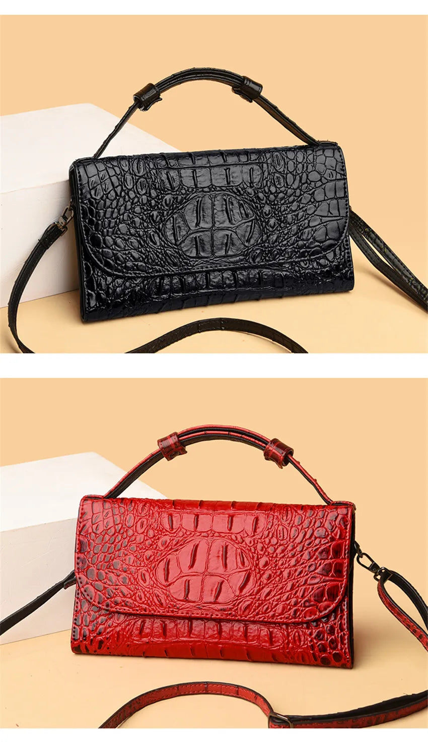 Bolso cruzado de diseñador de lujo para mujer, bandolera con patrón de cocodrilo, de cuero de alta calidad, cuadrado