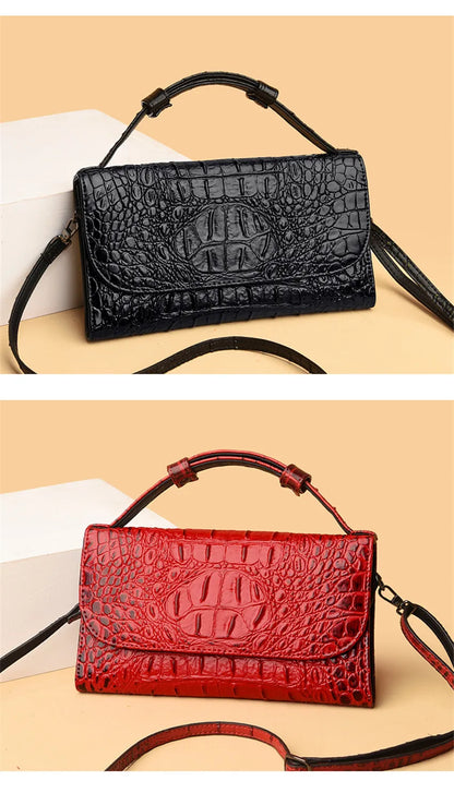 Bolso cruzado de diseñador de lujo para mujer, bandolera con patrón de cocodrilo, de cuero de alta calidad, cuadrado